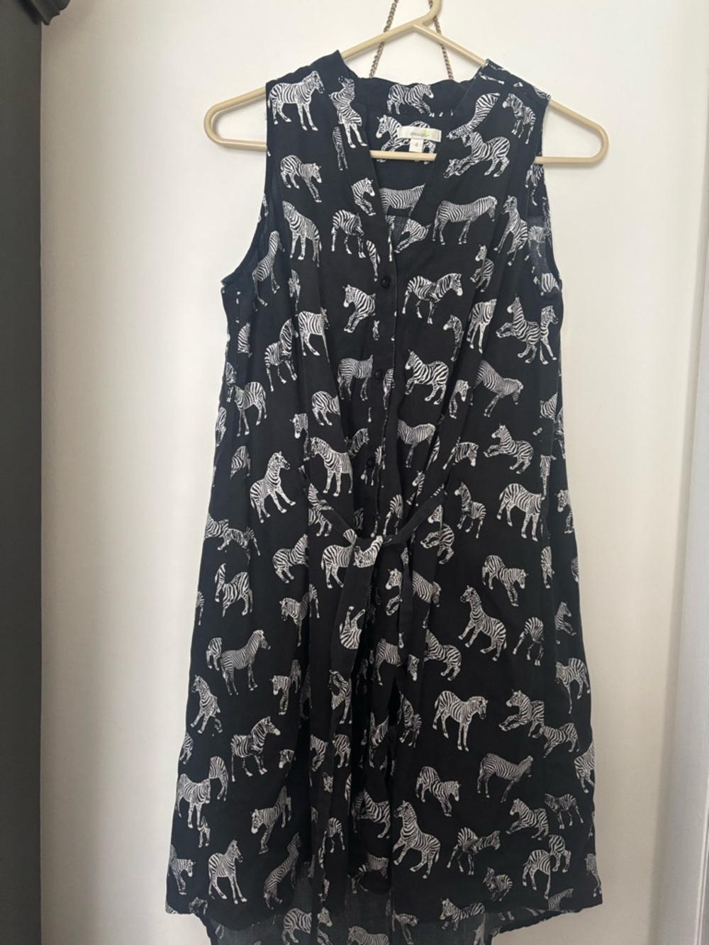 Porridge Black Dress with White Zebra Print